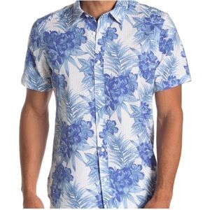 WALLIN & BROS - Floral Seersucker Hawaiian Shirt Size XL